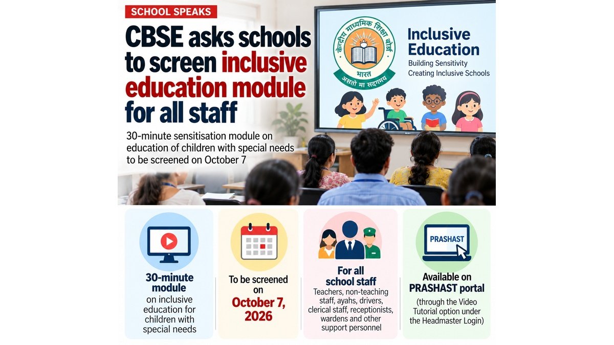CBSE schools to screen 30-minute inclusion module on October 7